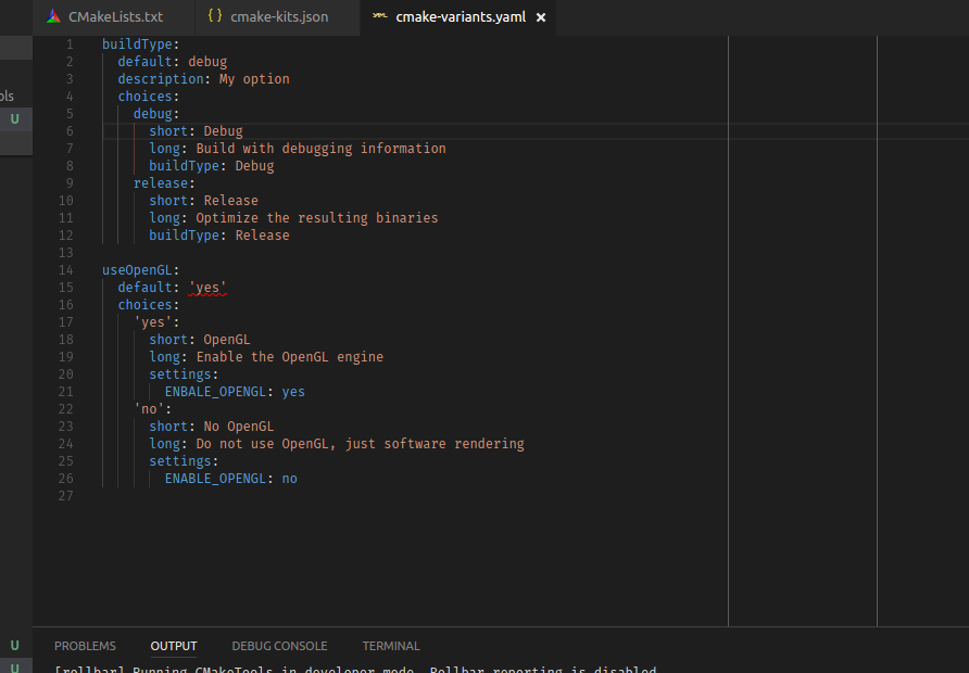 cmake debug vs stop builds